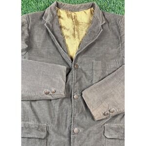 Vintage 60s 70s Corduroy Blazer Green Coat 42R Metal Buttons Union Made USA